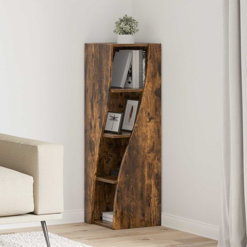 Meuble d'angle Chêne fumé 32x32x102cm Bois d'ingénierie 621164621164