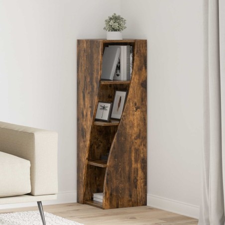 Meuble d'angle Chêne fumé 32x32x102cm Bois d'ingénierie 621164621164