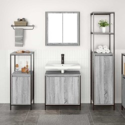 Ensemble de mobilier de salle de bain 3 pcs Gris Sonoma et noir 621165621165