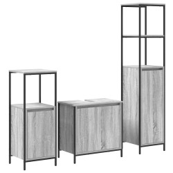 Ensemble de mobilier de salle de bain 3 pcs Gris Sonoma et noir 621165621165