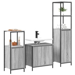 Ensemble de mobilier de salle de bain 3 pcs Gris Sonoma et noir 621165621165