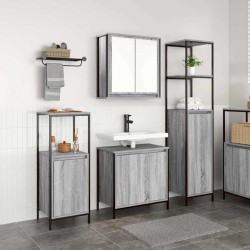 Ensemble de mobilier de salle de bain 3 pcs Gris Sonoma et noir 621165621165