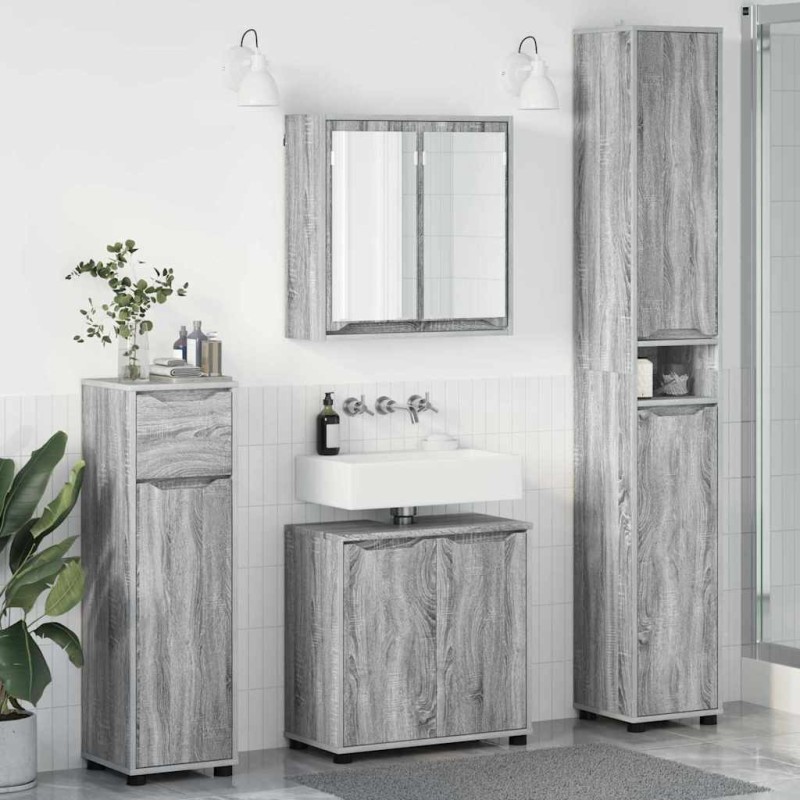 Ensemble de mobilier de salle de bain 4 pcs Gris Sonoma 621174621174