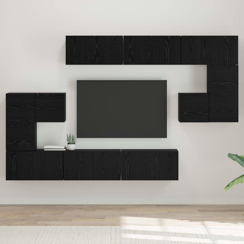 Ensemble meuble TV 10 pcs Chêne noir Bois d'ingénierie 621187621187