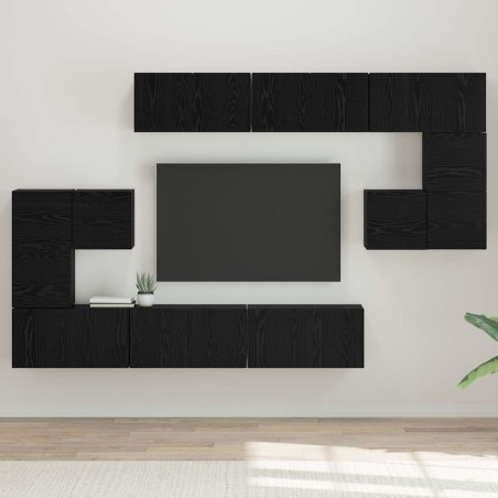 Ensemble meuble TV 10 pcs Chêne noir Bois d'ingénierie 621187621187