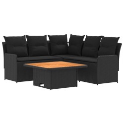 Ensembles de meubles avec oreiller 4 pcs Noir Rotin PE 621188621188