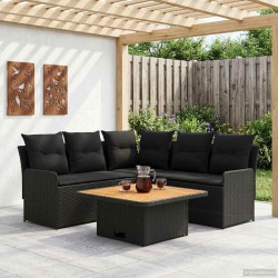 Ensembles de meubles avec oreiller 4 pcs Noir Rotin PE 621188621188