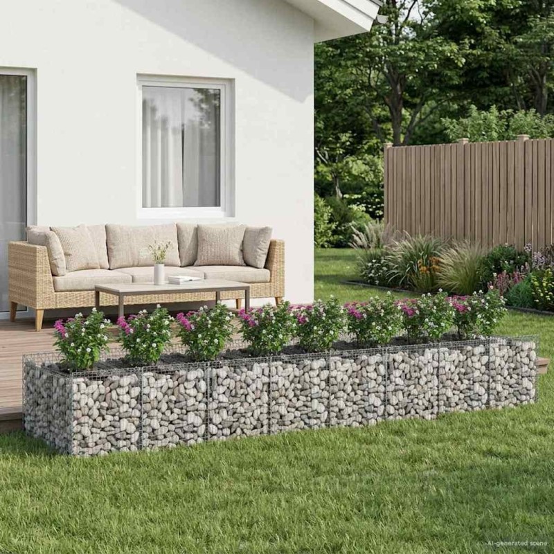 Lit surélevé gabion 3 pcs Argenté 621191621191