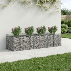 Lit surélevé gabion 3 pcs Argenté 621191621191