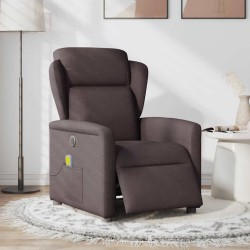 Fauteuil de massage inclinable électrique Marron foncé Tissu 621197621197