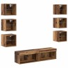 Meuble TV avec des lumières à LED 8 pcs Bois Ancien Verre 621199621199