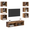 Meuble TV avec des lumières à LED 8 pcs Bois Ancien Verre 621199621199