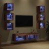 Meuble TV avec des lumières à LED 8 pcs Bois Ancien Verre 621199621199