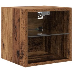 Meuble TV avec des lumières à LED 8 pcs Bois Ancien Verre 621199621199