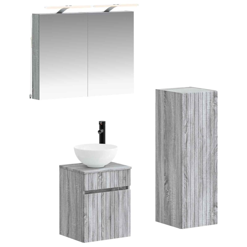 Ensemble de mobilier de salle de bain 4 pcs Sonoma gris 621201621201