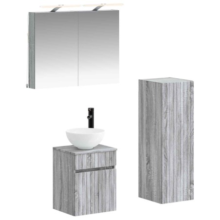 Ensemble de mobilier de salle de bain 4 pcs Sonoma gris 621201621201