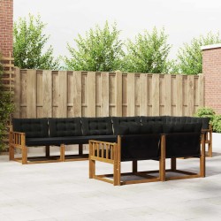 Ensemble de canapés d'extérieur 8 pcs Naturel et Noir 621202621202