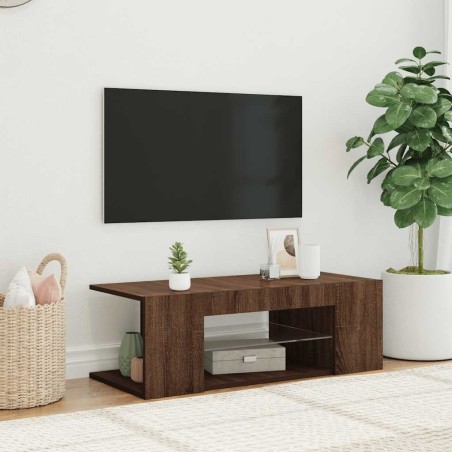 Meuble TV avec lumières LED Chêne marron 90x39x30 cm 621206621206