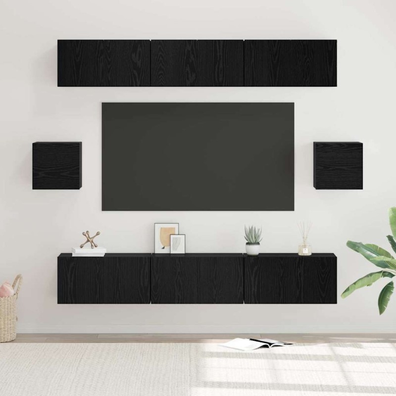 Ensemble meuble TV 8 pcs Chêne noir Bois d'ingénierie 621207621207
