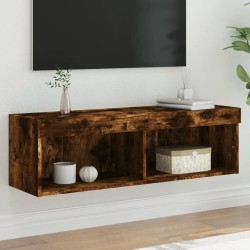 Meuble TV avec lumières LED chêne fumé 100x30x30 cm 621211621211