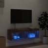 Meuble TV avec lumières LED chêne fumé 100x30x30 cm 621211621211