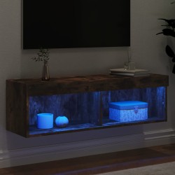 Meuble TV avec lumières LED chêne fumé 100x30x30 cm 621211621211
