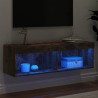 Meuble TV avec lumières LED chêne fumé 100x30x30 cm 621211621211