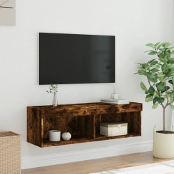 Meuble TV avec lumières LED chêne fumé 100x30x30 cm 621211621211