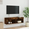 Meuble TV avec lumières LED chêne fumé 100x30x30 cm 621211621211