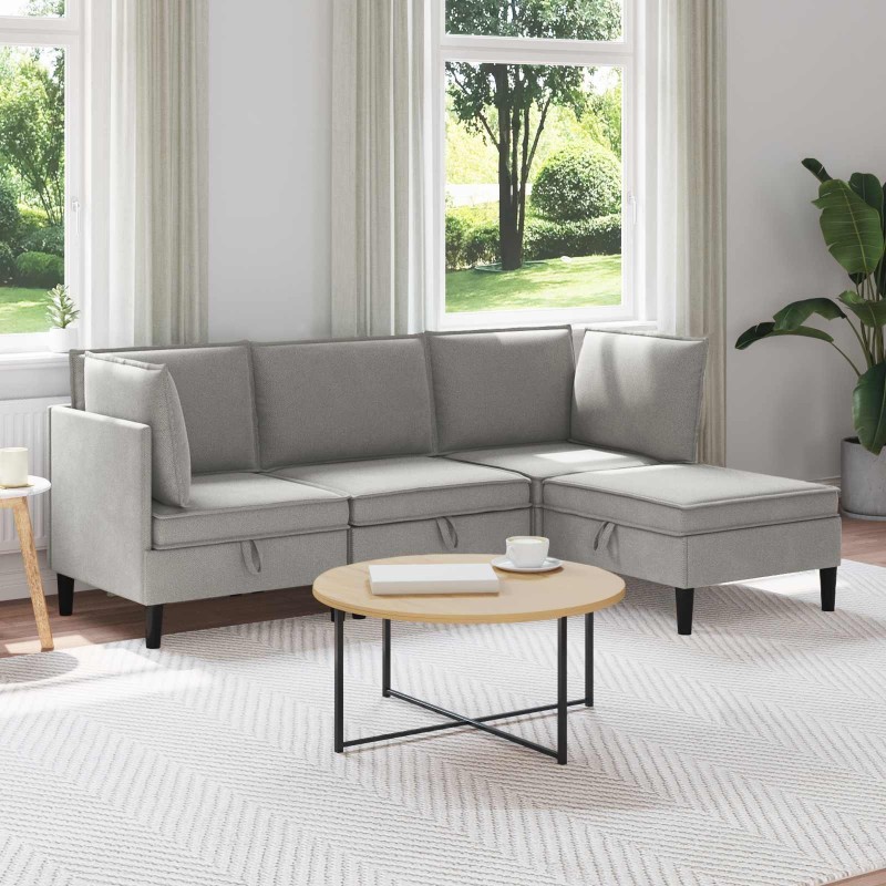 Ensemble de meubles pour le salon 4 pcs Gris clair Tissu 621218621218