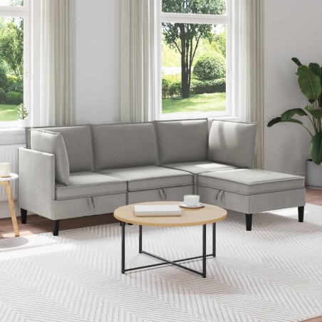 Ensemble de meubles pour le salon 4 pcs Gris clair Tissu 621218621218