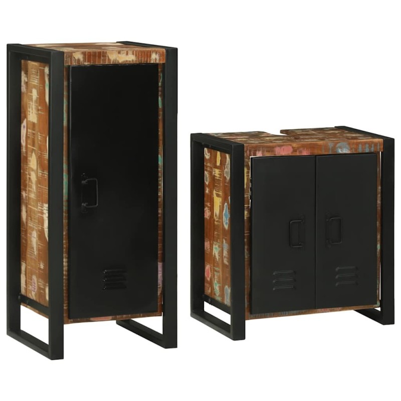 Ensemble de mobilier de salle de bain 2 pcs Bois massif recyclé 621219621219