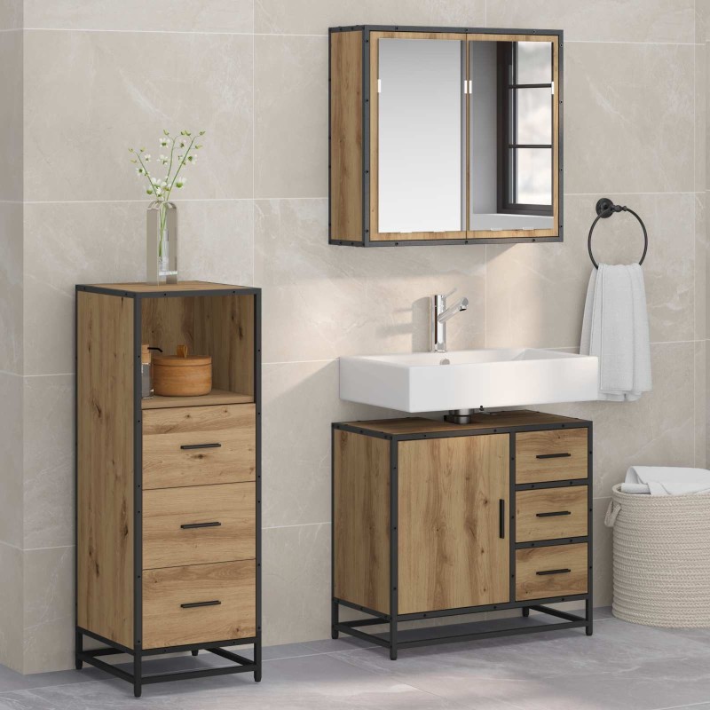 Ensemble de mobilier de salle de bain 3 pc Chêne artisanal 621224621224