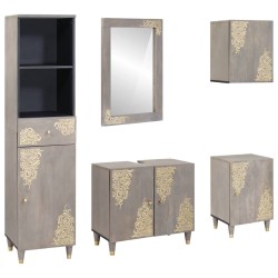 Ensemble de Meubles de Salle de Bain avec tiroir 5 pcs Gris 621226621226