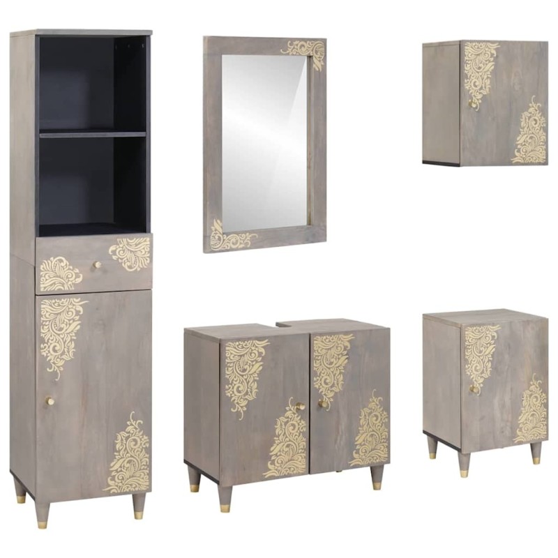 Ensemble de Meubles de Salle de Bain avec tiroir 5 pcs Gris 621226621226