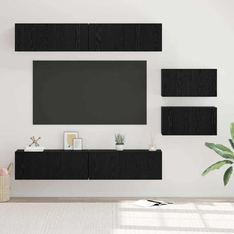 Ensemble meuble TV 6 pcs Chêne noir Bois d'ingénierie 621235621235