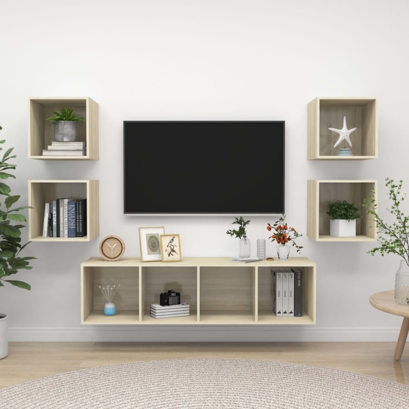 Ensemble de meubles TV 5 pcs Chêne sonoma Bois d'ingénierie 621236621236