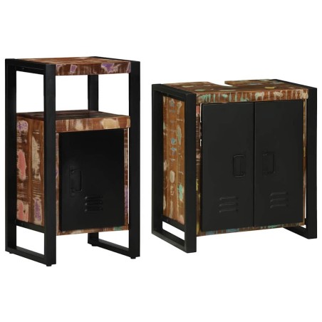 Ensemble de mobilier de salle de bain 2 pcs Bois Recyclé Solide 621246621246