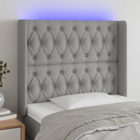Tête de lit à LED Gris clair 103x16x118/128 cm Tissu 621248621248