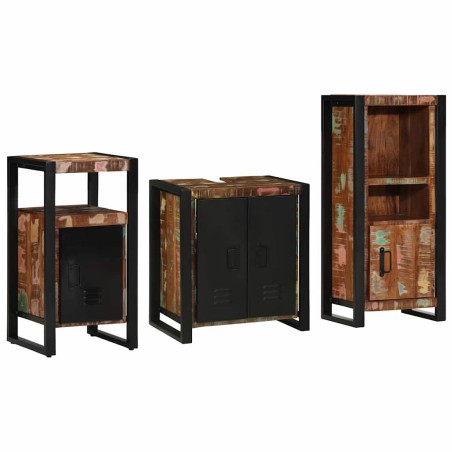 Ensemble de mobilier de salle de bain 3 pcs Bois Recyclé Solide 621254621254