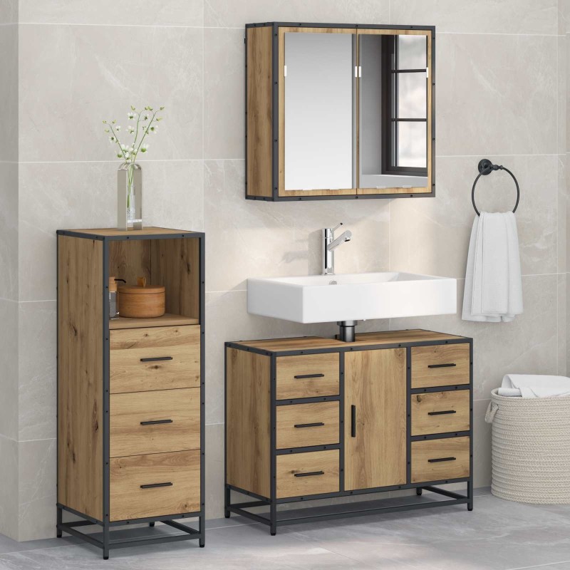 Ensemble de mobilier de salle de bain 3 pc Chêne artisanal 621257621257