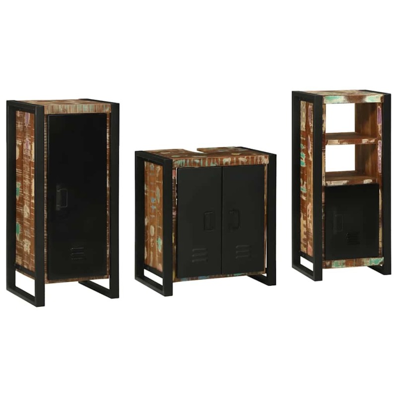 Ensemble de mobilier de salle de bain 3 pcs Bois Recyclé Solide 621259621259
