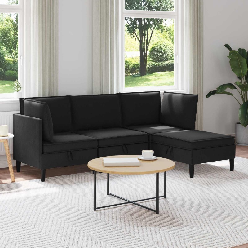 Ensemble de meubles pour le salon 4 pcs Noir Tissu 621260621260