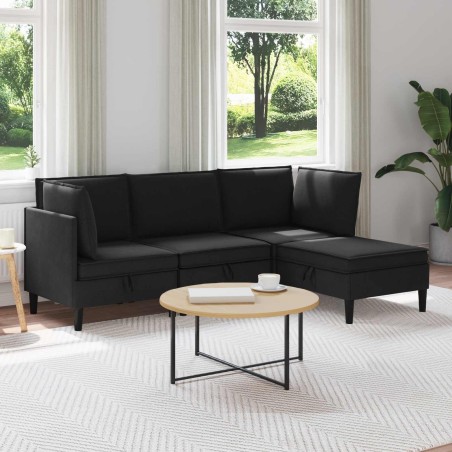 Ensemble de meubles pour le salon 4 pcs Noir Tissu 621260621260