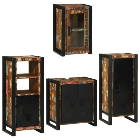 Ensemble de mobilier de salle de bain 4 pcs Bois massif recyclé 621266621266