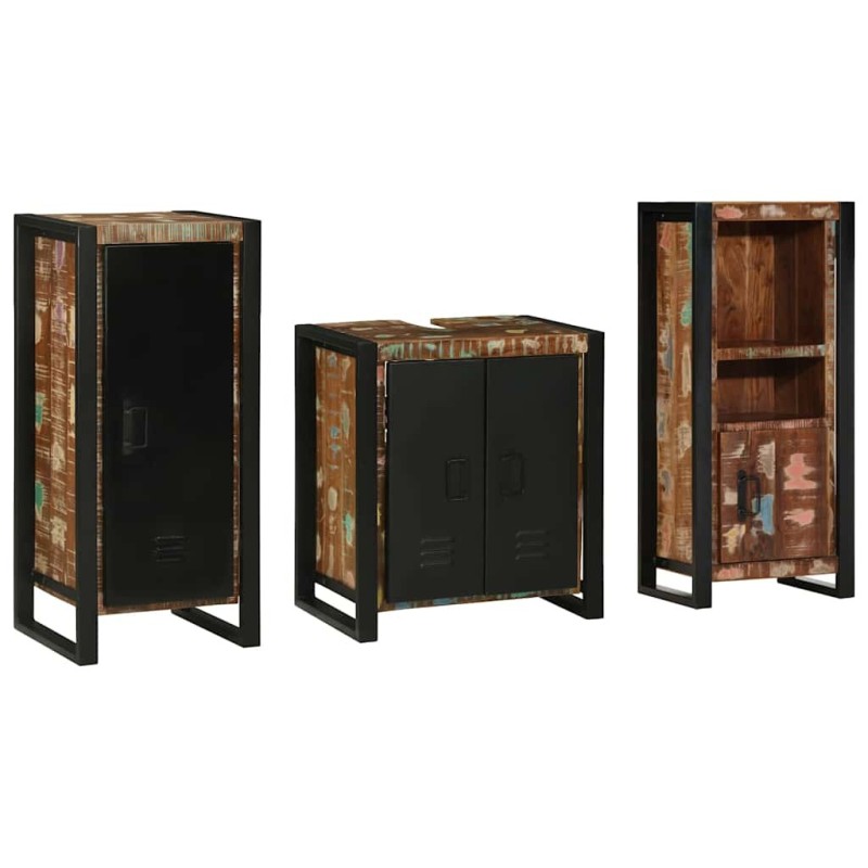 Ensemble de mobilier de salle de bain 3 pcs Bois Recyclé Solide 621270621270
