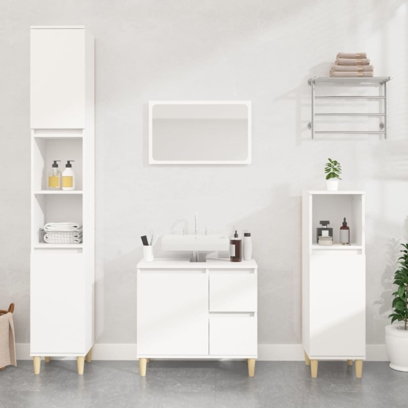 Armoire de salle de bain blanc 30x30x100 cm bois d'ingénierie 621271621271