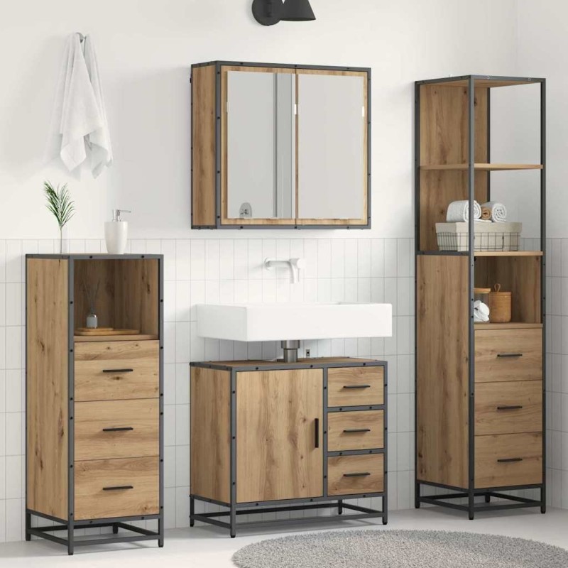 Ensemble de mobilier de salle de bain 4 pc Chêne artisanal 621272621272