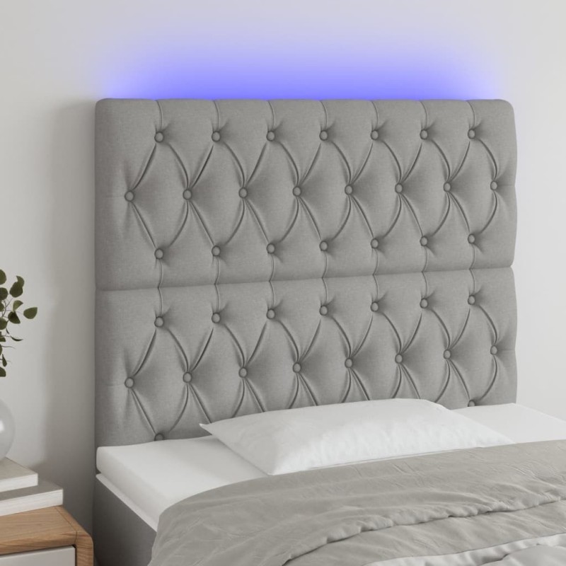 Tête de lit à LED Gris clair 100x7x118/128 cm Tissu 621277621277
