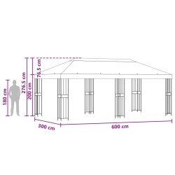 Gazebo avec murs latéraux 6 x 3 m Vert Polyester et Acier 190 621281621281